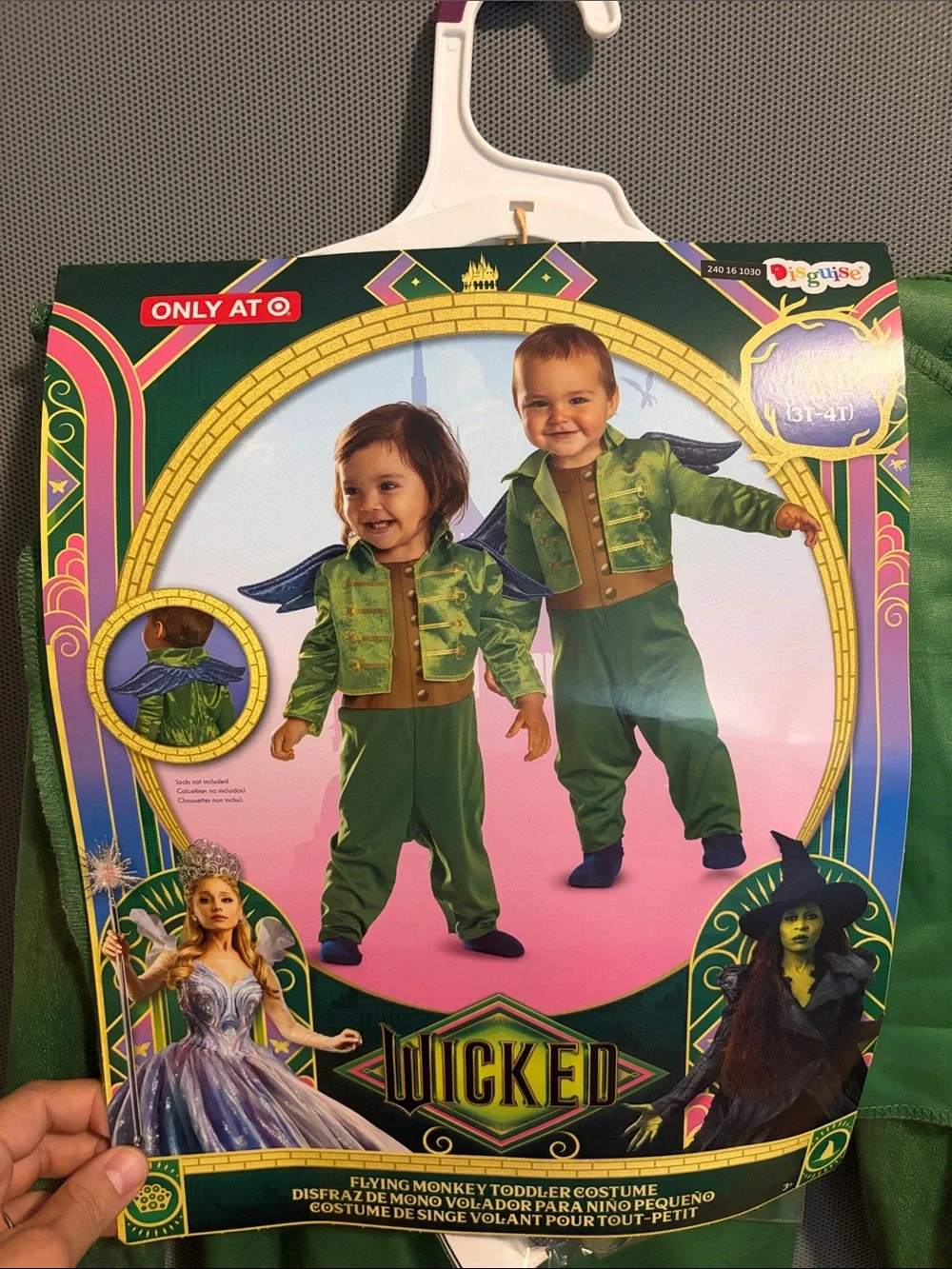 Disguise Wicked Flying Monkey Toddler Costume Green with Gold Trim